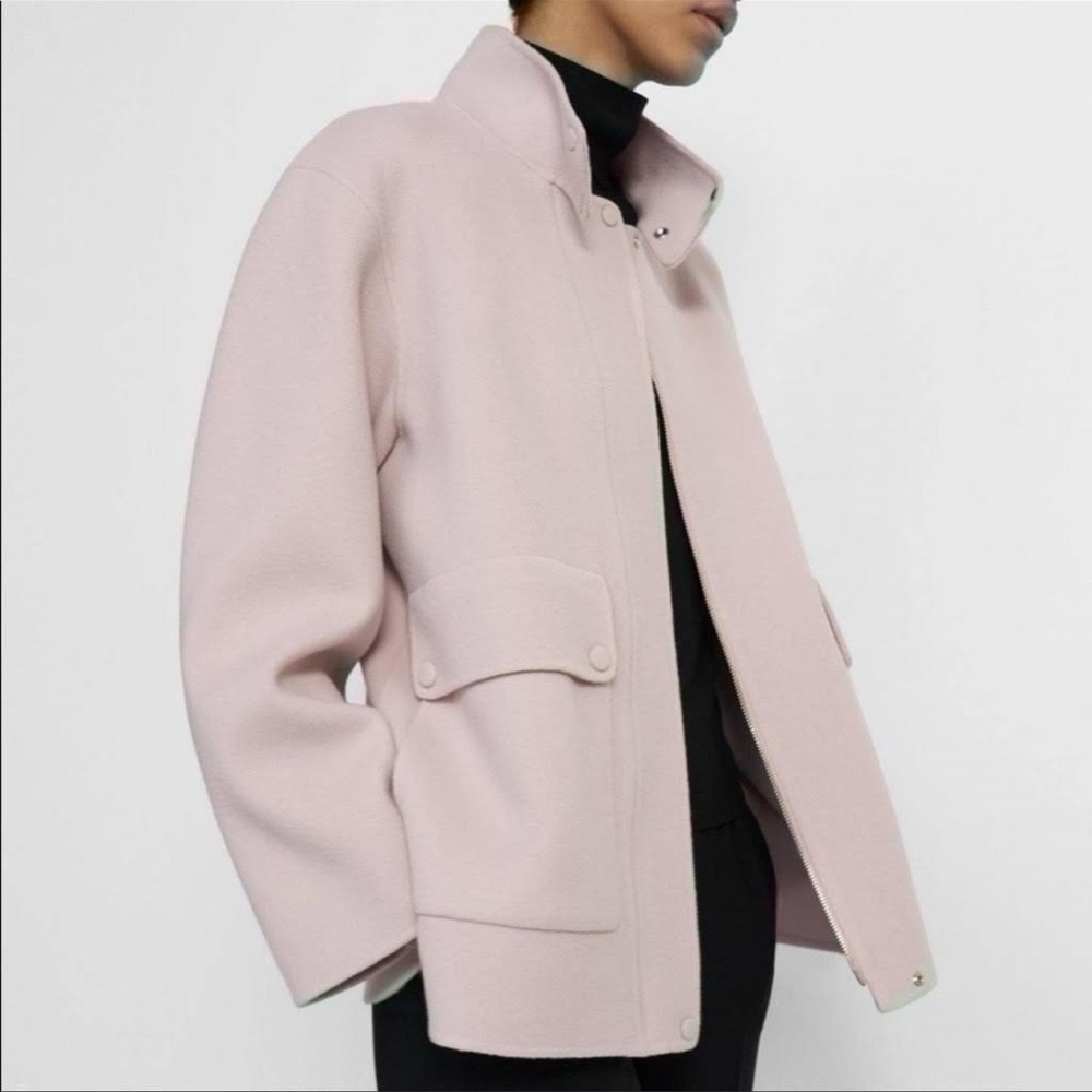 Theory Double Face Wool Cashmere Utility Coat Rosewood Brown Luxury Jacket